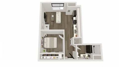 Floor plan for 1 bed, 1 bath, 565 sqft